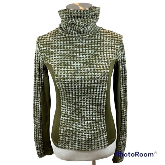 Nike Pro Hyperwarm Long Sleeved Funnel Neck Training Top Olive Green Size XS - Picture 14 of 15